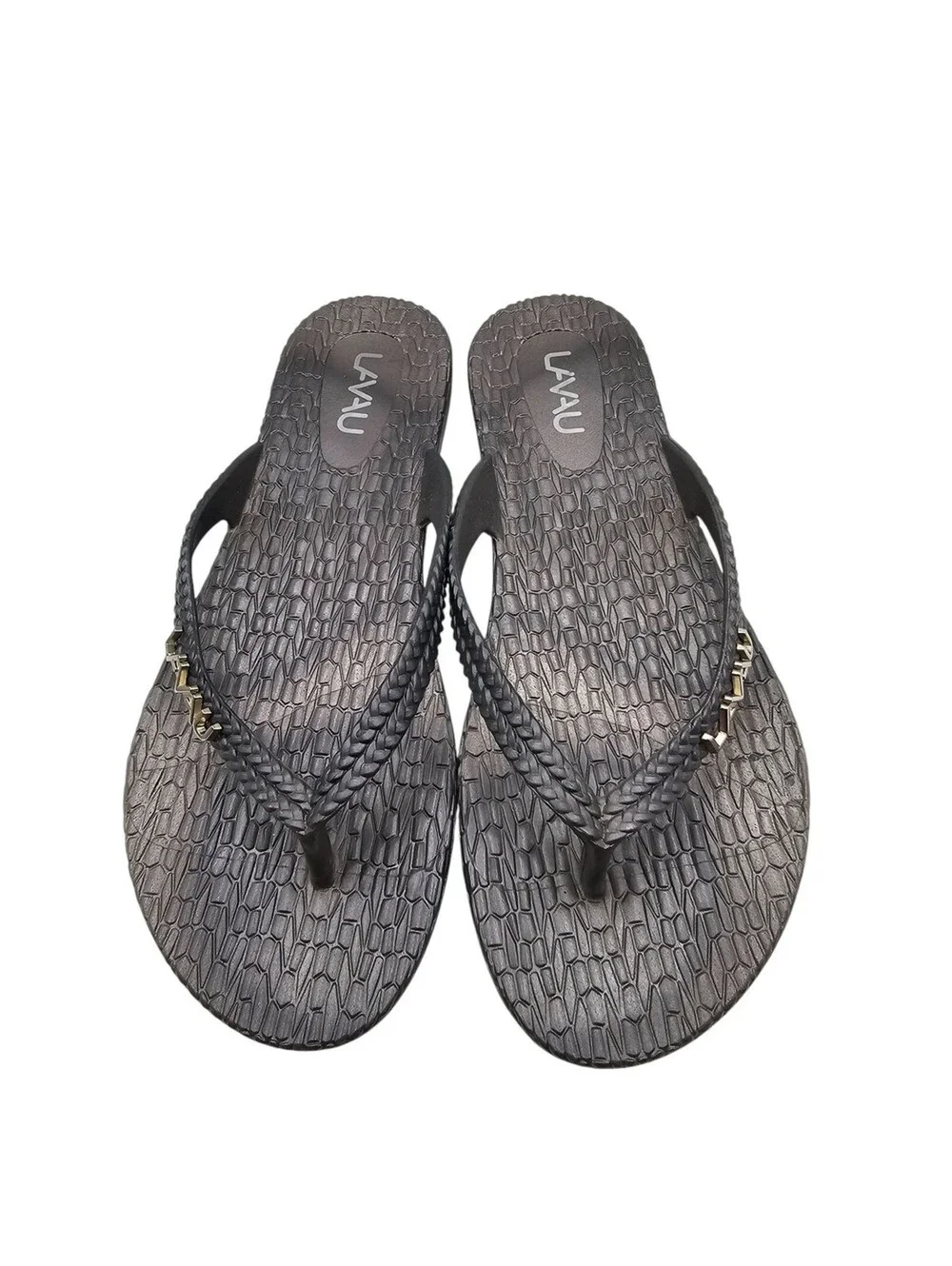 Lavau Womens Sz 10 Flip Flop Sandals Silver Gray